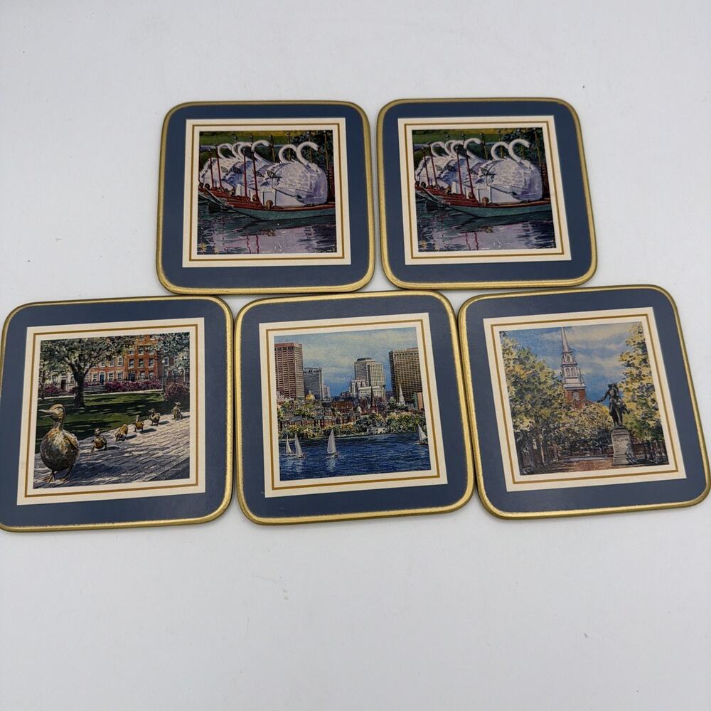 5 VTG Pimpernell Cottagecore Coasters Cork Backed BOSTON Ducks Swans Drinks